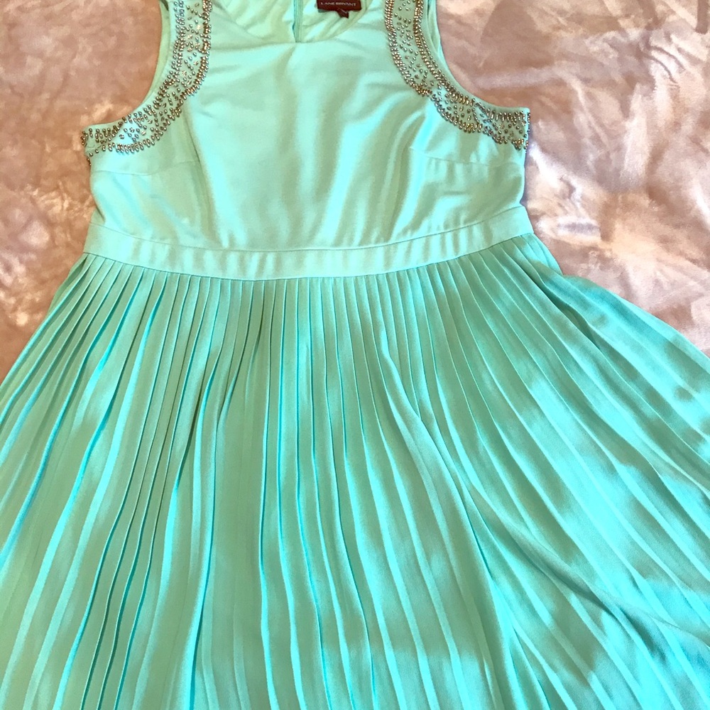 Lane Bryant Mint Green Pleated Dress